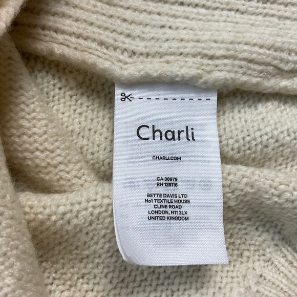 Charli Mock Neck Sleeveless Sweater Vest Womens Medium Ivory Wool Cashmere Cozy - Picture 4 of 8